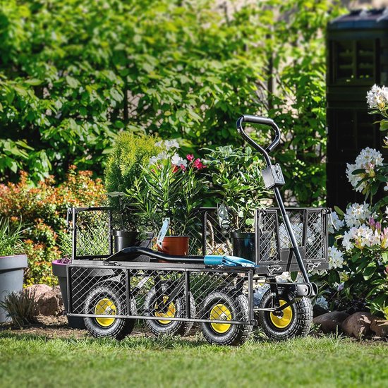Multifunctionele Nettuinwagen met Afneembaar Zeil - Draagvermogen 300 kg, Staal, Antislip Handkar voor Transport van Work-It — afbeelding 3