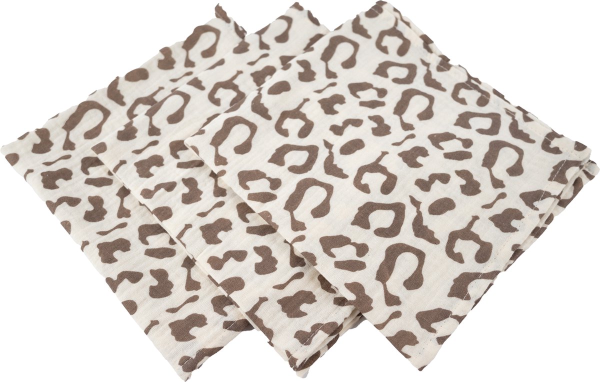 Goedkoopste Honeybears hydrofiele doeken – 3 stuks - Inbakerdoek hydrofiel baby – Hydrofiele luierdoek – Panterprint – 40 X 38 CM