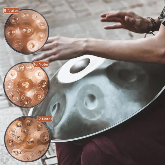 Sarospan Handpan Drum - 22-Inch 9-Note D Kurd 440Hz - Hand Tuning Handpan - Inclusief Soft Bag, Mallets, Standaard, Note Stickers, Reinigingsdoek - Artist Performance Video