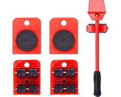 Hi Meubeltransportwielen set - met meubelheffer - Rood
