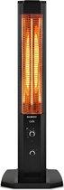 KUMTEL Infrarood staande warmtestraler met thermostaat, infrarood verwarming voor binnen en buiten, 2 warmtestanden, standaard, draagbaar, elegant design, 1200 watt, zwart