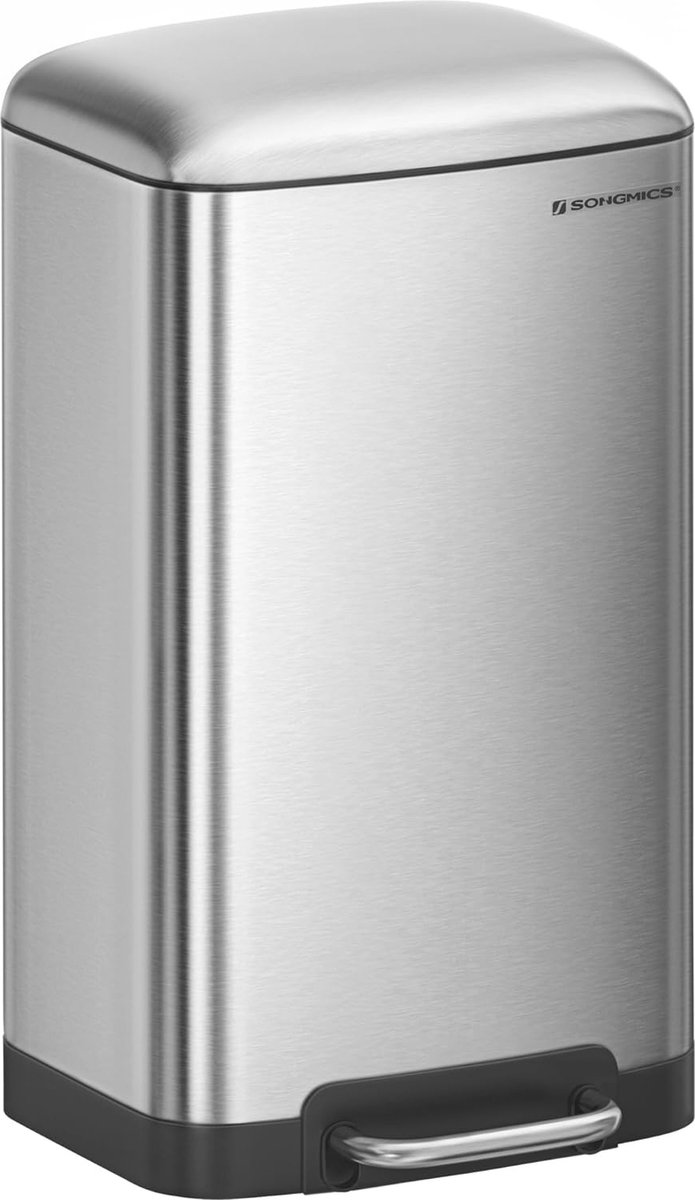 Goedkoopste Stijlvolle 30 liter pedaalemmer - Softclose, luchtdicht, voor keuken - Elegante zilveren afvalemmer met binnenemmer