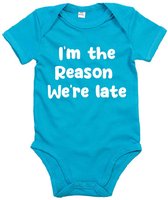 Rompertje I Am The Reason We Are Late-Surf Blue-3-6 Maanden