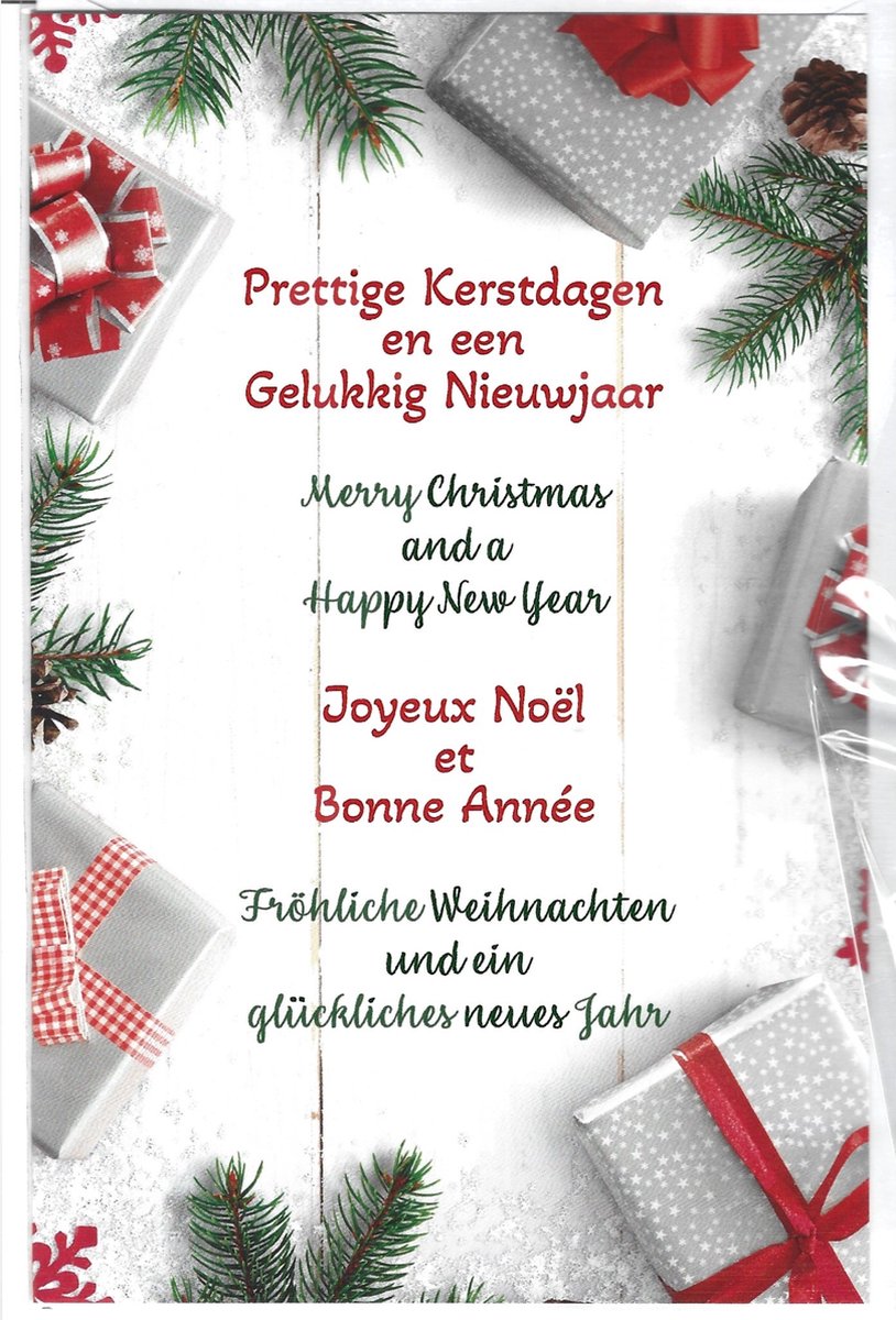 Kerstkaarten internationale tekst nr. 62 10 stuks