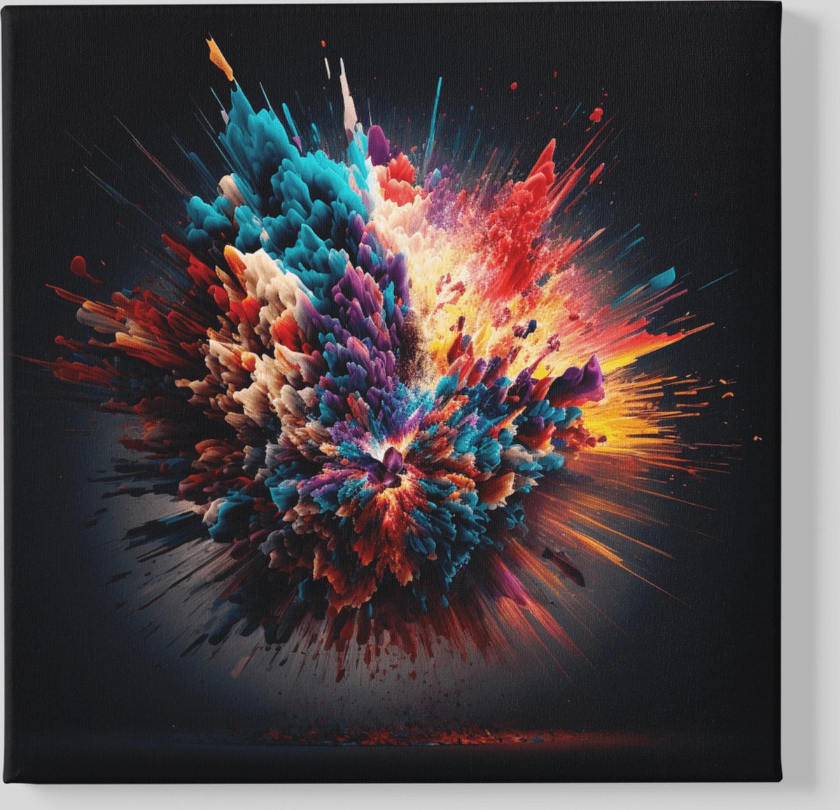 Trendex Global Canvas Schilderij - Kleur explosie - Abstract - Modern - Vierkant schilderij - 60x60x2 cm Kleurrijk