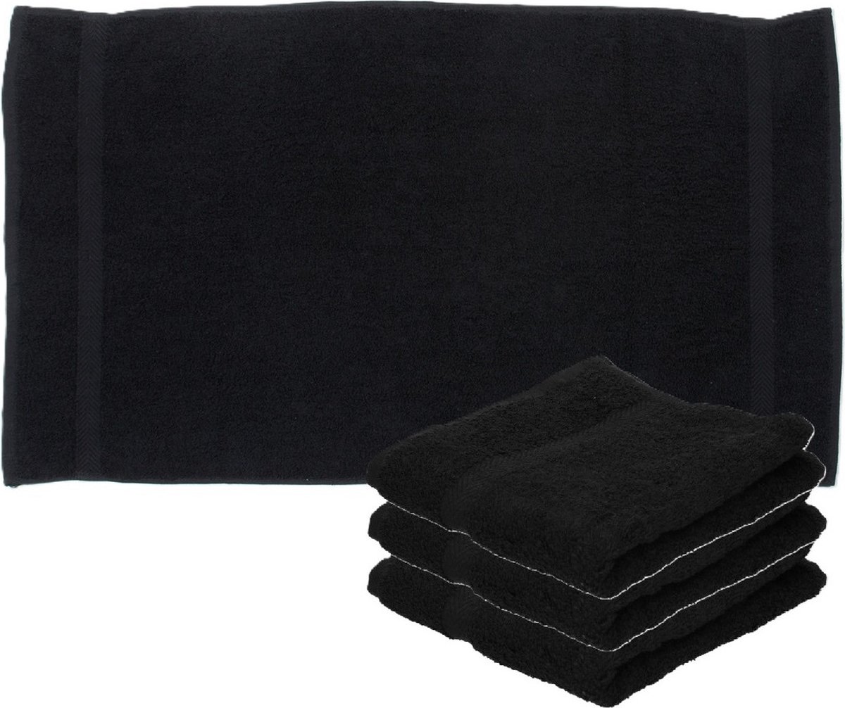 Towelcity Luxe badhanddoek - 4x - zwart - 50 x 90 cm - 550 grams - Badkamer textiel - Katoen