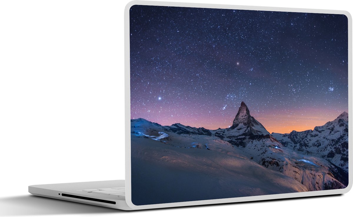 Laptop sticker - 13.3 inch - Alpen - Sterrenhemel - Sneeuw - 31x22,5cm - Laptopstickers - Laptop skin - Cover