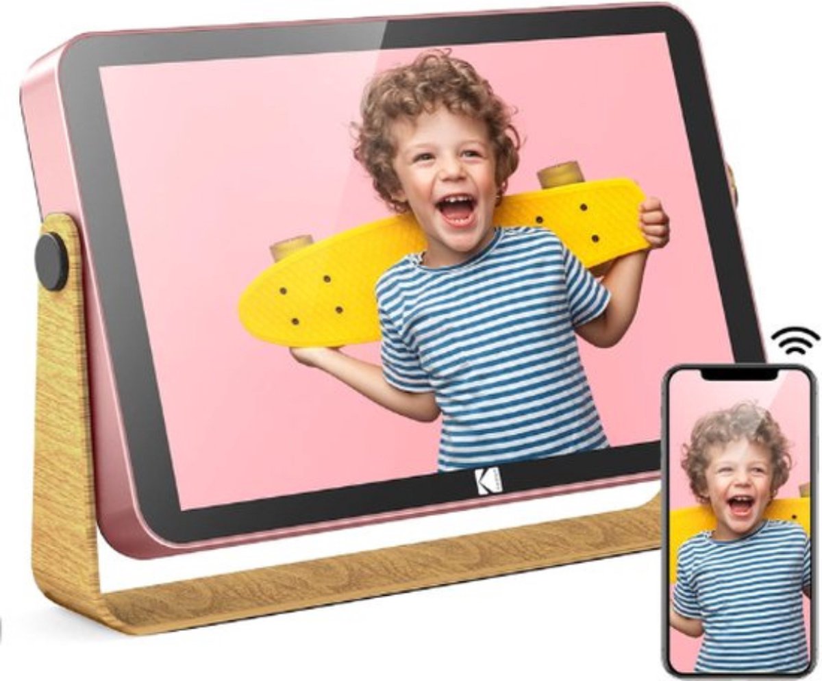 Thuys – Digitale Fotolijst – Met WiFi – Digitaal Fotokader – 10 Inch IPS HD - 178° Kijkhoek – Draagbaar Design – Touchscreen – Muziek & Video – Roze