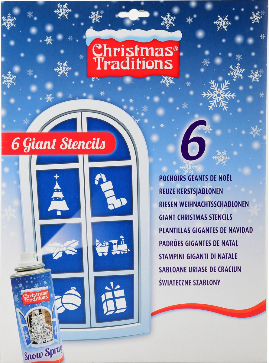 Christmas Traditions Kerst raamsjablonen - 6x - 29 x 39 cm - papier - raamversiering
