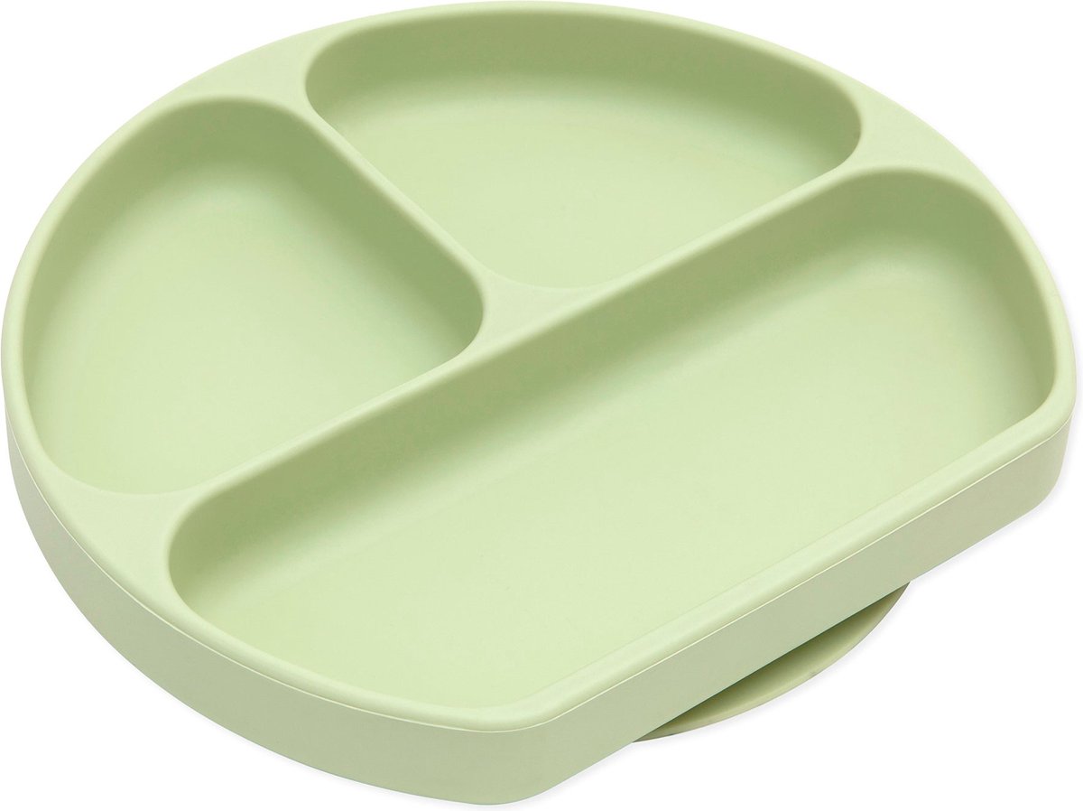 Bumkins - Silicone Grip Dish | Siliconen Vakjesbord met Zuignap (3 vaks) - Sage