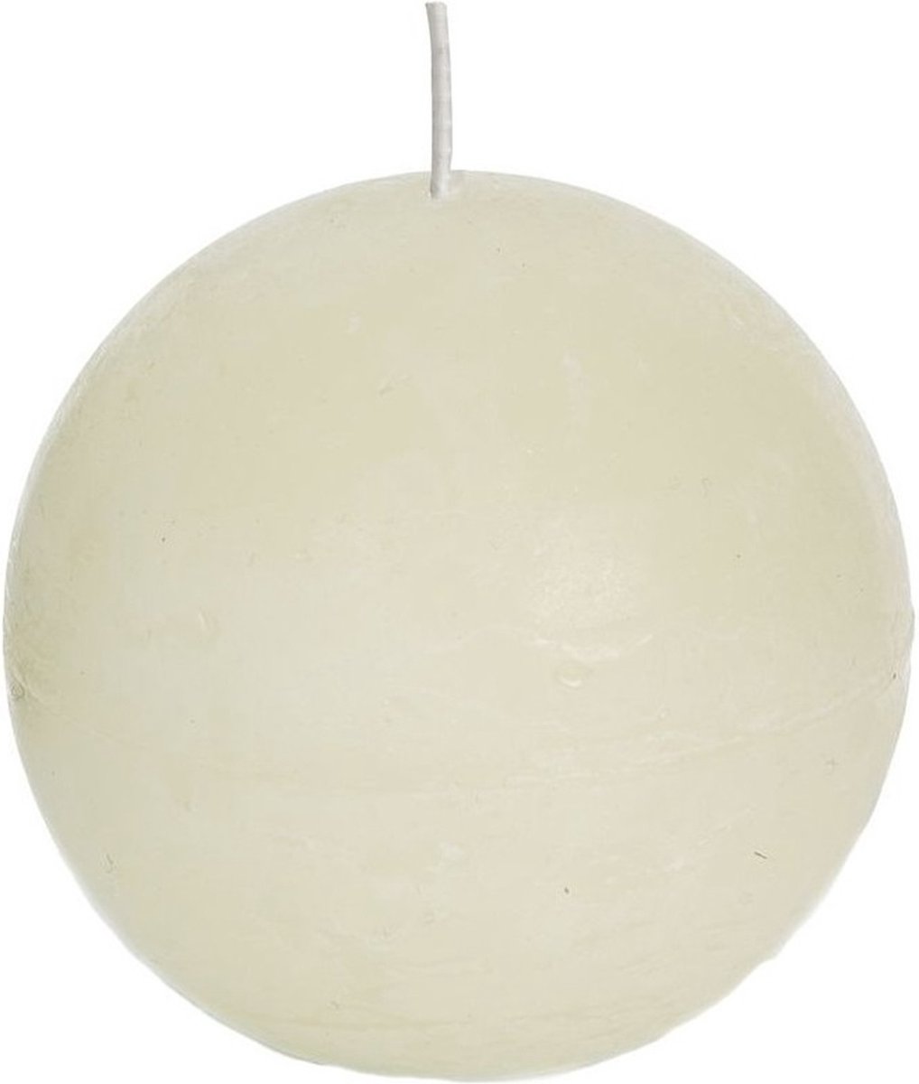 SPAAS rustieke bolkaars - ivoorwit - 1x - D8 cm - 24 branduren - ronde kaarsen Creme