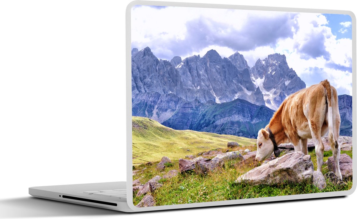 Laptop sticker - 17.3 inch - Alpen - Koe - Berg - 40x30cm - Laptopstickers - Laptop skin - Cover