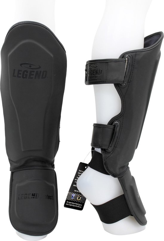 Kickboks Scheenbeschermers Legend Best Heren/Dames Mat Zwart PU XL