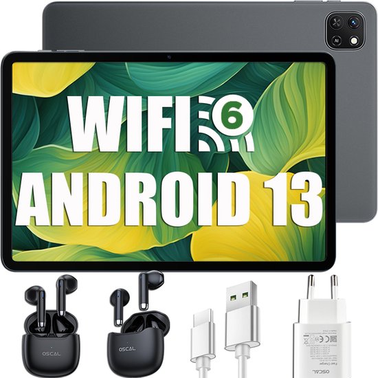 Bol.com Oscal Pad 50 WiFi Tablet 10.1" HD+ IPS - Android 13 - 2.4G+5G WiFi 6- RAM 6 GB - ROM 64 GB - 5100mAh - Met Bluetooth-hea... aanbieding