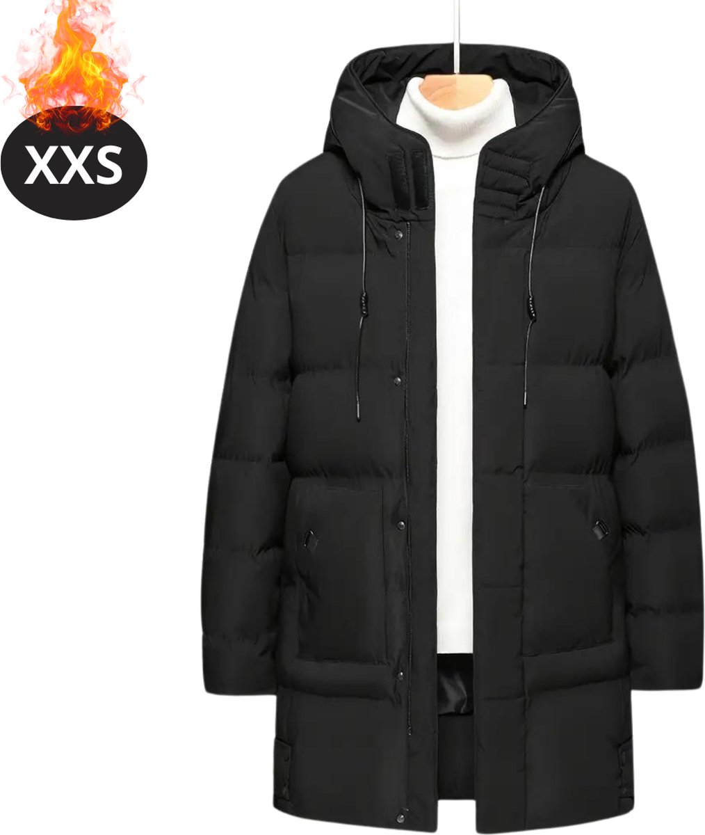 Bovista Luxe Winterjas Parka Heren Winter Jas Volwassen Stijlvol Met Capuchon Zwart