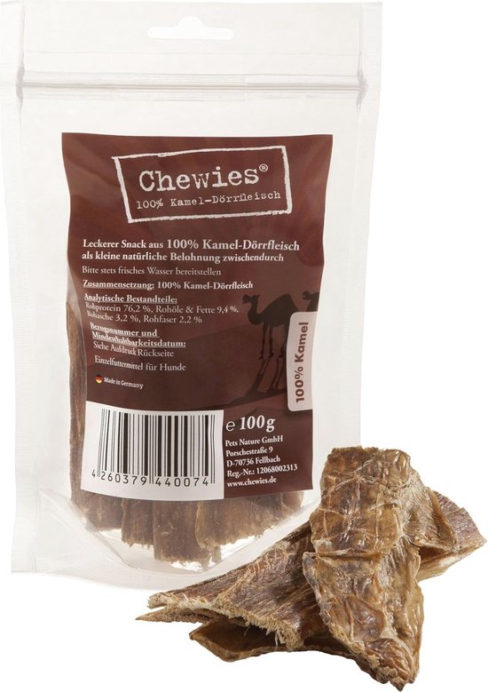 Natuurlijke Kauwsnack voor Honden - Hypoallergeen en Zonder Toevoegingen - Intense Smaak van Kameel - 100 g