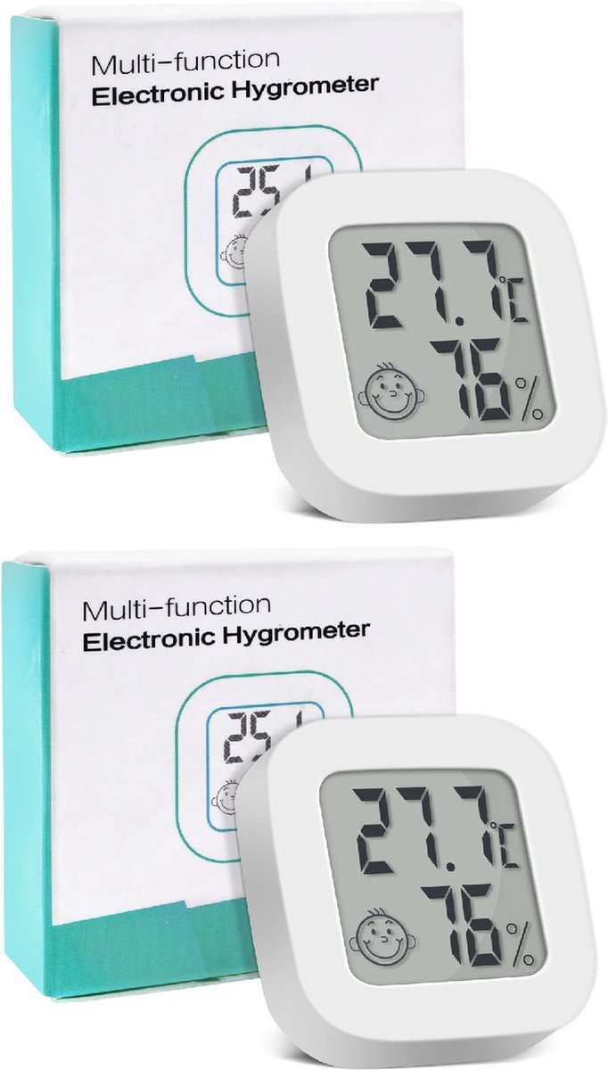 Digitale mini hygrometer en thermometer - 2 stuks voor binnengebruik