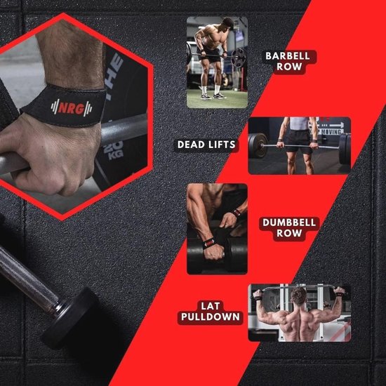 Lifting Straps voor Krachttraining en Bodybuilding - 52 cm Lange Polsbanden voor Gewichtheffen - Grip Versterkte Handschoenen voor Mannen en Vrouwen - Zwart van AQF — afbeelding 4