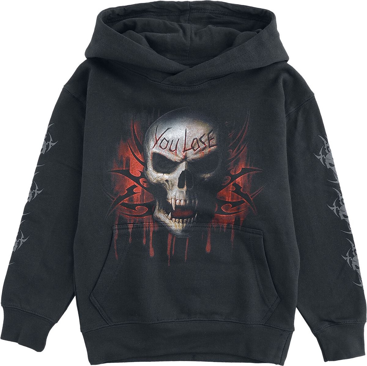Spiral Kids - Game Over Trui met capuchon zwart 128/134 - Katoen - Rock wear