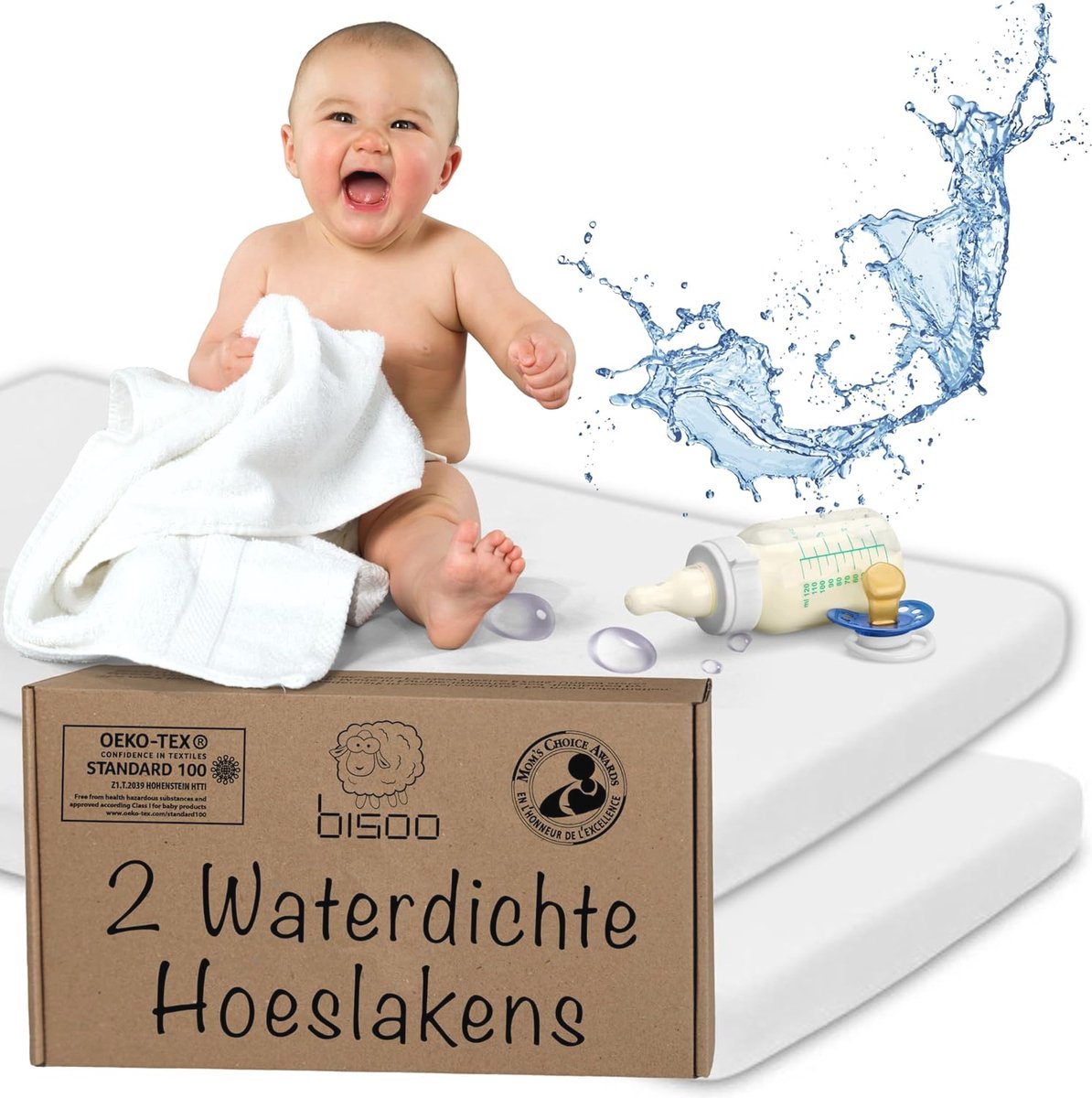 Waterdichte Hoeslakens voor Babybedden - Set van 2, 50x80/50x83 - 100% Jersey en OEKO-TEX Gecertificeerd