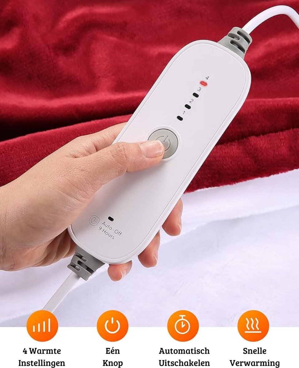 Luxe Warmtedeken – Verwarmde Deken – Elektrisch – Electric Blanket – Heating – Voor op de Bank – Draadloos – Fleece – USB – Stoel – Rood — cadeau in Wonen & Interieur - foto 2
