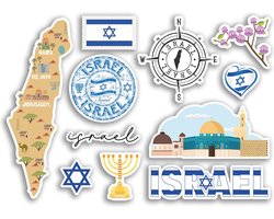 A5 Stickervel met Vinyl Stickers van Israël - Cultuur, Bezienswaardigheden, en Reizen