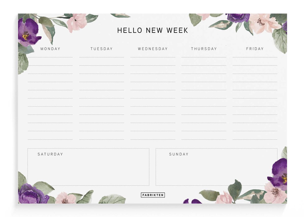 Fabrikten Weekplanner - Compact - Bloemen - Engels - A5