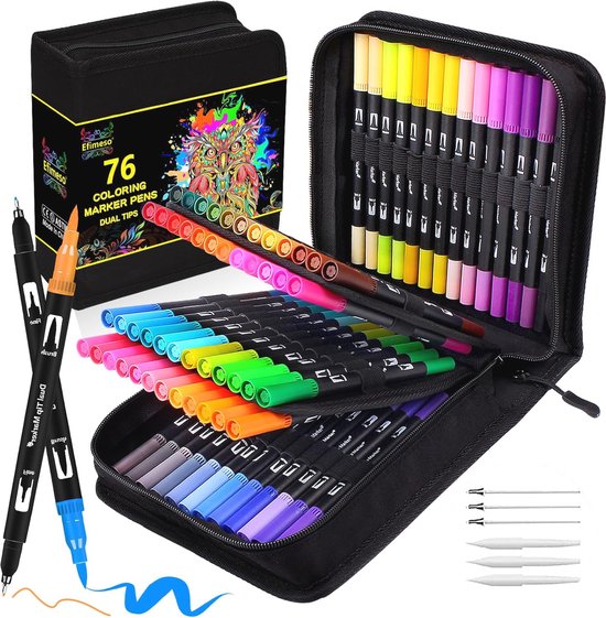 Double Tip Colouring Pens, 140 Felt Pens, Art Markers for
