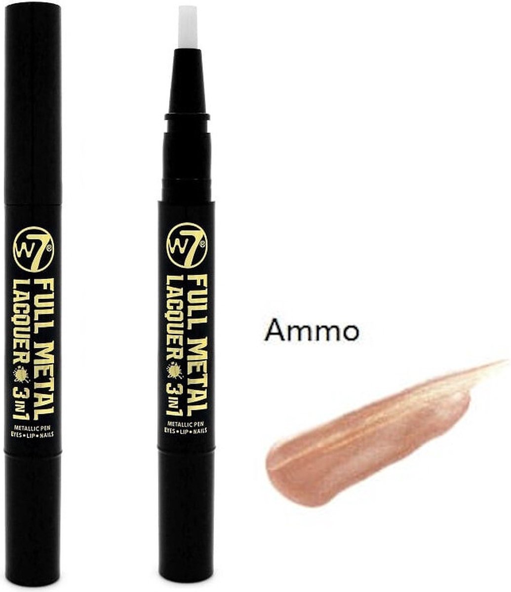Goedkoopste W7 Full Metal Lacquer Metallic Pen Eyes-Lips-Nails - Ammo