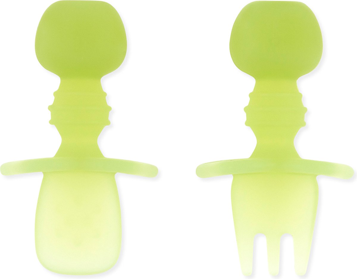 Goedkoopste Bumkins - Chewtensils® siliconen baby lepel en vork - Groen Jelly