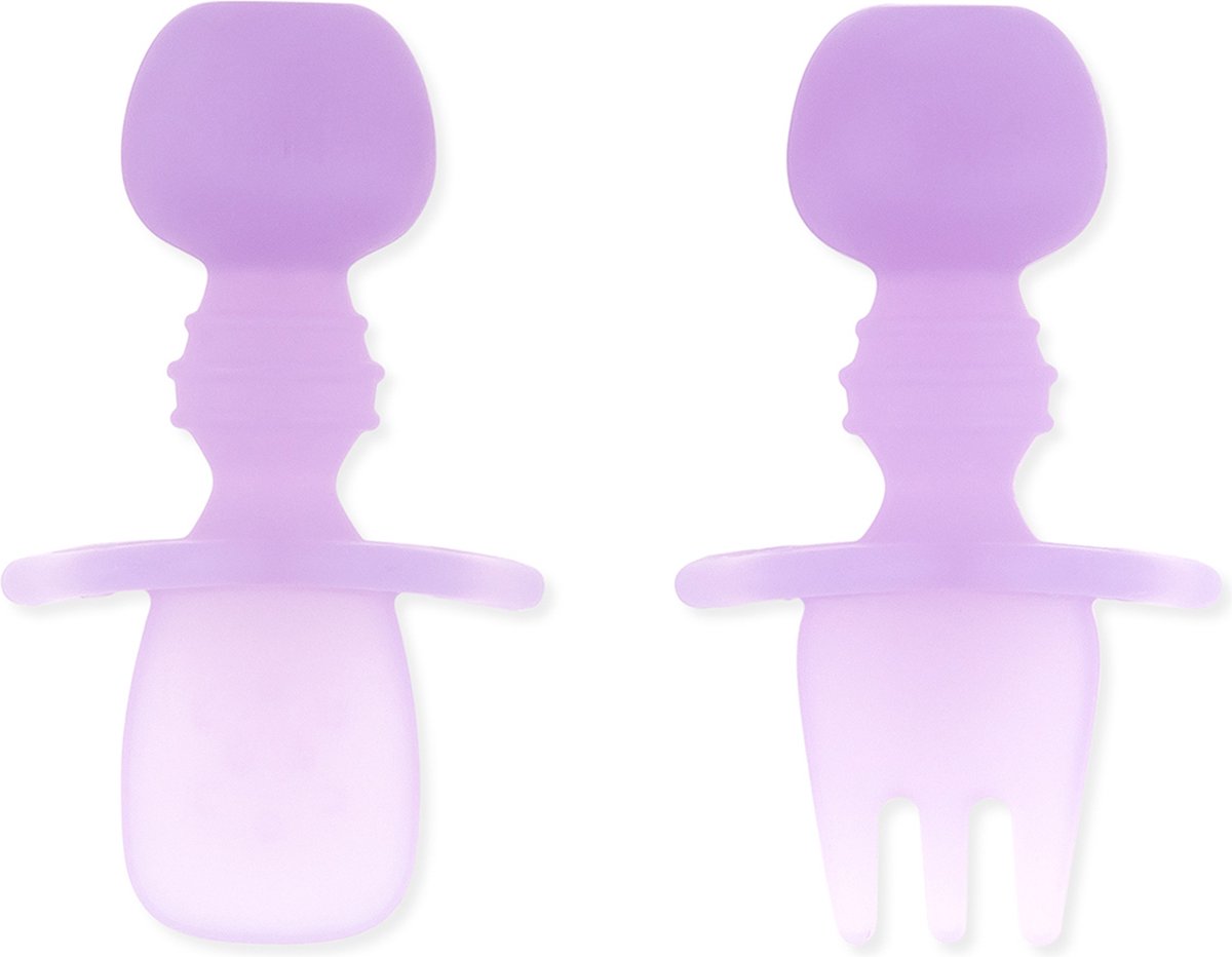 Goedkoopste Bumkins - Chewtensils® siliconen baby lepel en vork - Paars Jelly