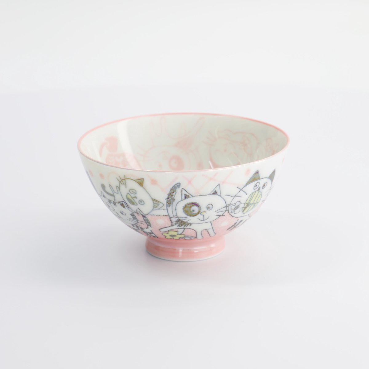 Tokyo Design Studio – Kawaii – Rijstkom – 11.4×6.2cm – 300ml – Roze – Kat