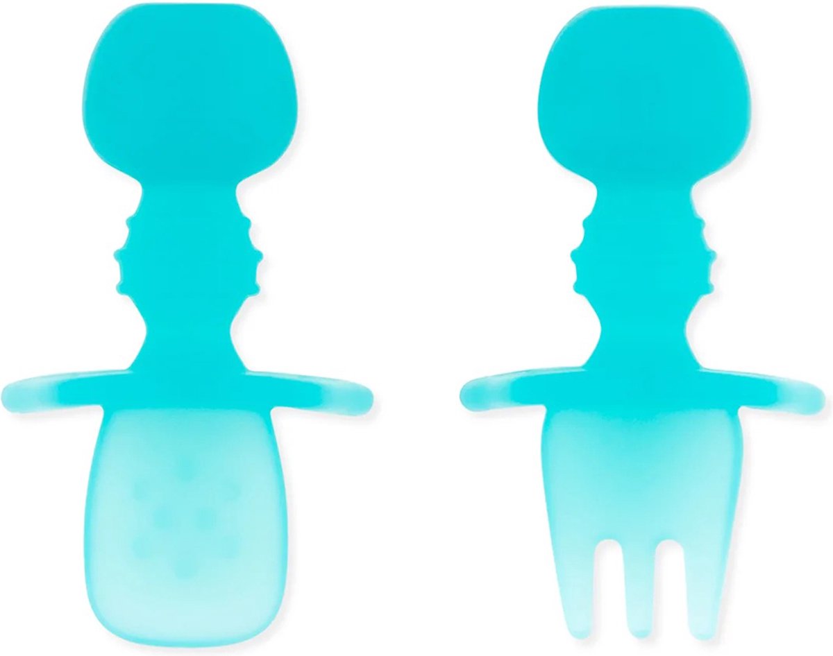 Goedkoopste Bumkins - Chewtensils® siliconen baby lepel en vork - Blauw Jelly