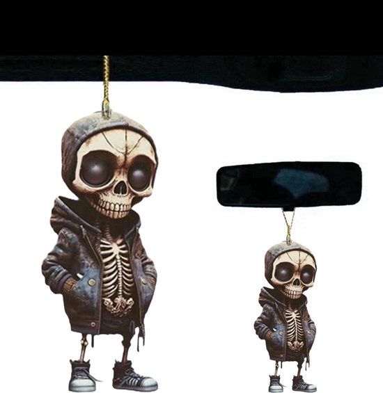 Skelet Swingende Auto Dangle Ornament, Acryl Skelet Beeldjes Hanger Achteruitkijkspiegel Decor - Halloween Auto Interieur Decoraties voor Rugzak, Auto, Achteruitkijkspiegel Anulely
