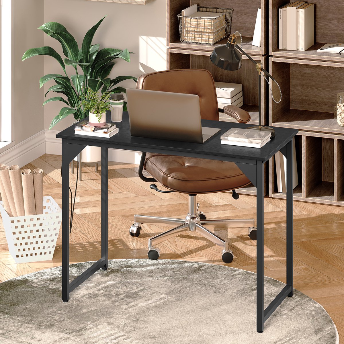 Klein Bureau Zwart - Computerbureau & Gaming Bureau - Bureautafel - Industrieel - Monte 100x50x75 thumbnail 2