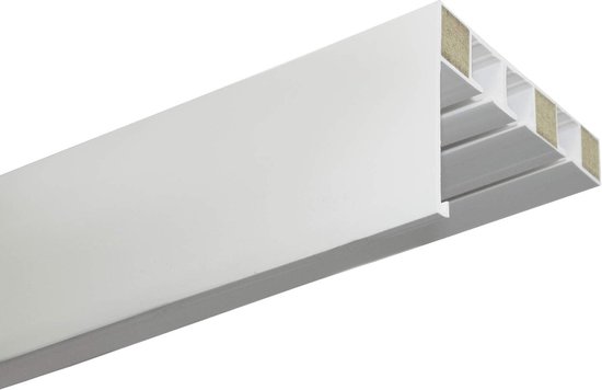 Dubbele rij gordijnrails voor plafondmontage, robuuste dubbele rails voor gordijnen, vitrages, kamerverdelers, plafondmontagesysteem, gordijnrails in diverse maten(White,1.2m(3.9ft