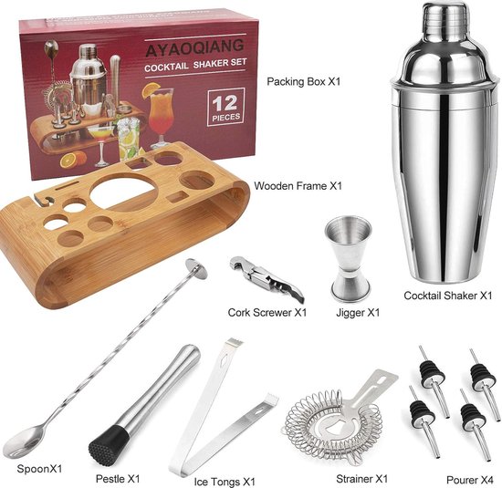 Cocktail Shaker Set 750 ml Roestvrijstalen Bartending Kit voor Thuis