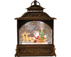 Anna's Collection Sneeuwbol/snowglobe lantaarn - 22 x 8 x 29 cm - met LED verlichting