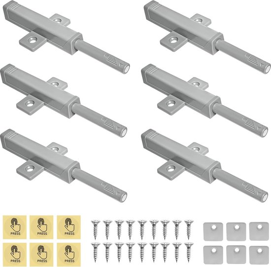 Drukdeuropener, kast, push to open, deuropener, 6 stuks Drukdeuropener, kast, push to open, deuropener, 6 stuks