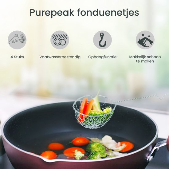 Purepeak Fondue netjes - Chinese Fondue - RVS - Ø6.5 cm - 4 Stuks - Zilver — afbeelding 3