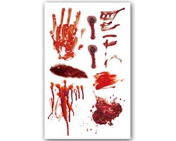 Halloween Decoratie Tijdelijke Tattoo (19x12cm) (Outfit Versiering Kostuum Kinderen Volwassenen - Botten Schotwond Hechting Scar Heks Bloed Zombie Wond Mes Spin Clown Kruis - Water Overdraagbare Fake Temporary Tattoo)