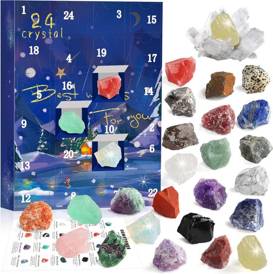 Adventskalender 2023 – Natuurlijke Kristallen en Fossielen – 24 dagen – Rock Collection Countdown Kalender