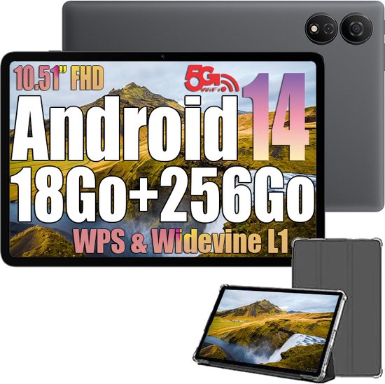 Oscal Pad 80 WiFi Tablet 10.51" FHD - 1200x1920 - Android 14 - 2.4G+5G WiFi 5 - RAM 18 GB - ROM 256 GB - 8200mAh - Grijs