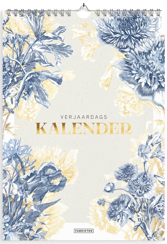 Fabrikten Verjaardagskalender A4 - Delfts - Blauw - Bloemen