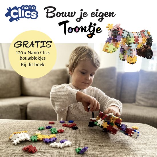 Toontje het Paardje – Kinderboek + Gratis Toontje Bouwset met 120 Nano Clics blokjes
