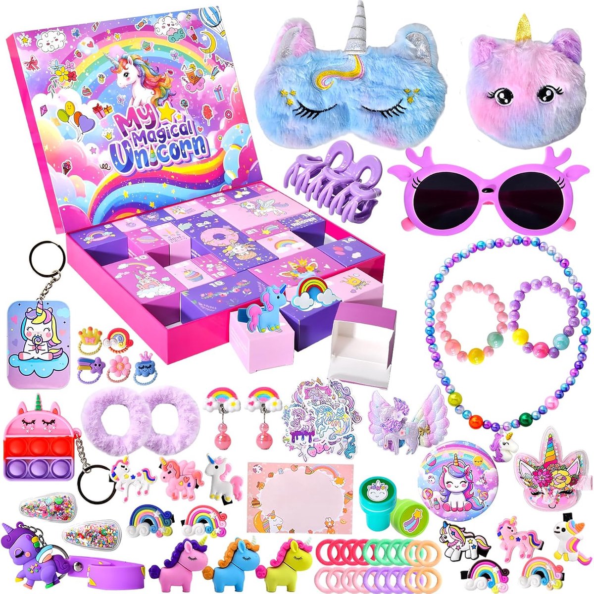 Eenhoorn Adventskalender 2024 – 24 Dagen – Kerstverrassingen met Eenhoornthema Accessoires en Geschenken