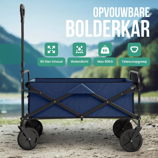 Avalo Bolderkar - Opvouwbaar - Tot 90KG - 80x47x49 CM - 80L - 360º Wielen - Blauw van Avalo — afbeelding 2