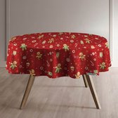 Protecttable - Rond Kerst Tafelzeil Koekmannetje Rood Ø138cm - Tafelkleed Afwasbaar - Kunststof
