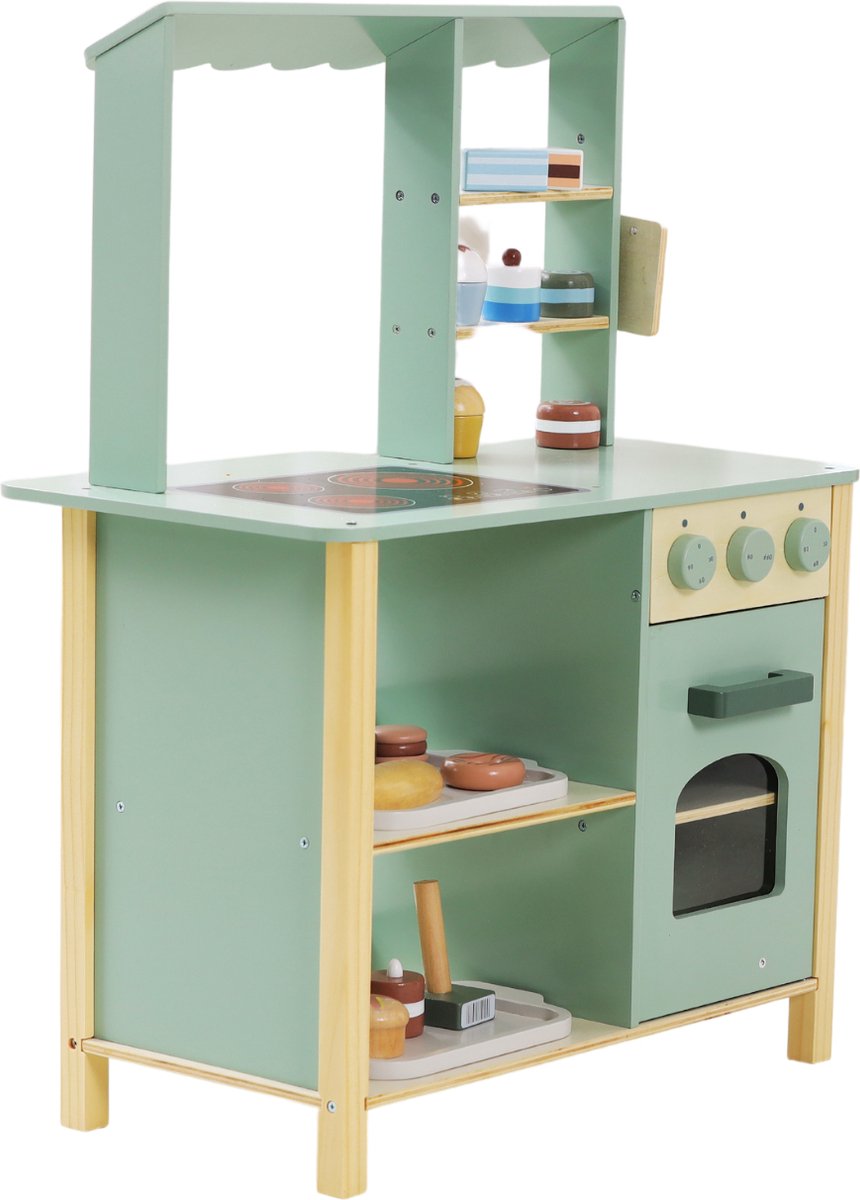 Lusio Speelkeukentje – Houten Speelkeuken met kraampje – Kinderkeuken Speelgoed met accessoires – Speelgoed keuken op Prijzenvolger.com