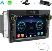 Boscer® Autoradio Geschikt voor Opel - Android 13 - Apple Carplay & Android Auto (Draadloos) - 2+64GB - 7 Inch HD Touchscreen - GPS, Bluetooth, USB, SD & MP5 - Navigatiesysteem - Zwart - Demontagesleutels, Achteruitrijcamera & Microfoon
